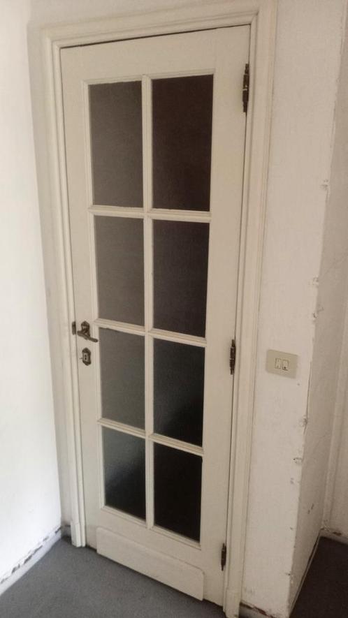 Eiken binnendeuren, Doe-het-zelf en Bouw, Deuren en Vliegenramen, Gebruikt, Binnendeur, 200 tot 215 cm, Minder dan 80 cm, Glas