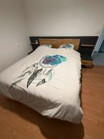 Chambre adulte : lit 160x200 + commode, Maison & Meubles, Gris, Queen size, Comme neuf, Enlèvement