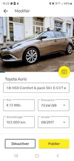 Voiture Toyota auris hybride 2017 euro 6, Auto's, Particulier, Te koop