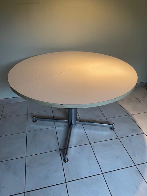 Ronde witte tafel retro, Maison & Meubles, Tables | Tables à manger, Utilisé, Rond, Synthétique, Métal, Enlèvement