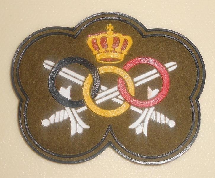 Militair sportkenteken in plastiek op stof, Verzamelen, Militaria | Algemeen, Landmacht, Embleem of Badge, Ophalen of Verzenden