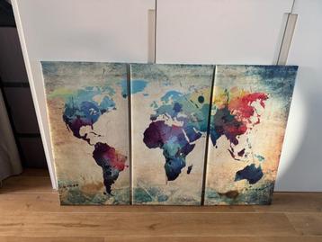 3-delig wereldkaart decoratie  disponible aux enchères