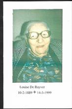 Bidprentje Louise De Ruyver -Oudste inwoner Belgie - 110jaar, Ophalen of Verzenden, Bidprentje