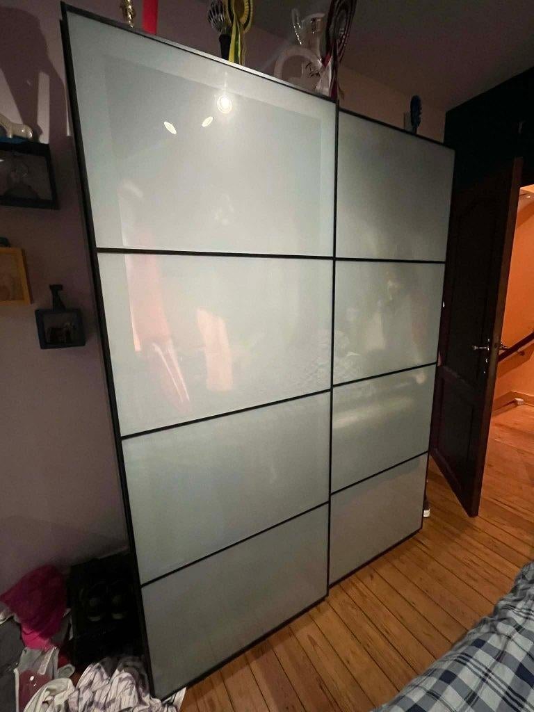 Garde-robes 2 portes + rangements noir état impeccable, Huis en Inrichting, Kasten | Roldeurkasten en Archiefkasten, Zo goed als nieuw