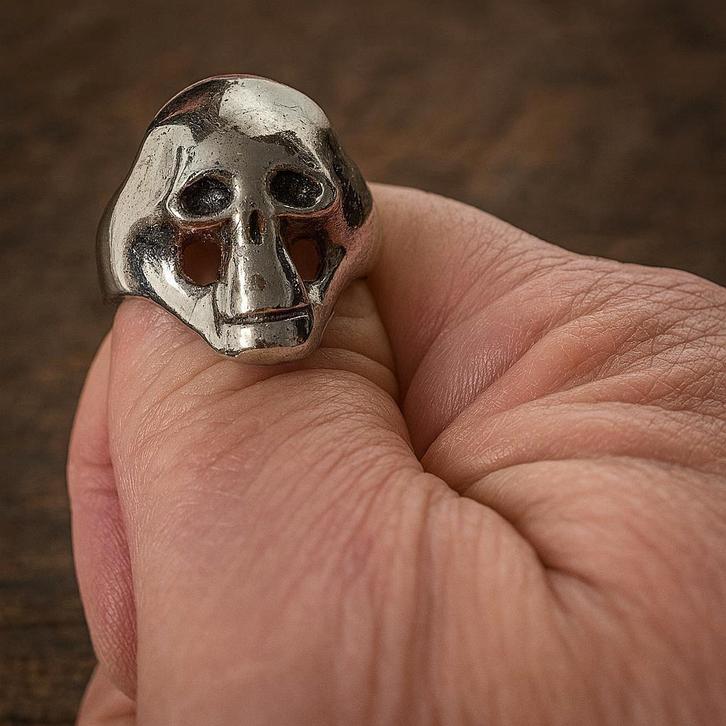 Verchroomde Skull Ring - 21mm!, Motoren, Accessoires | Overige, Nieuw, Verzenden