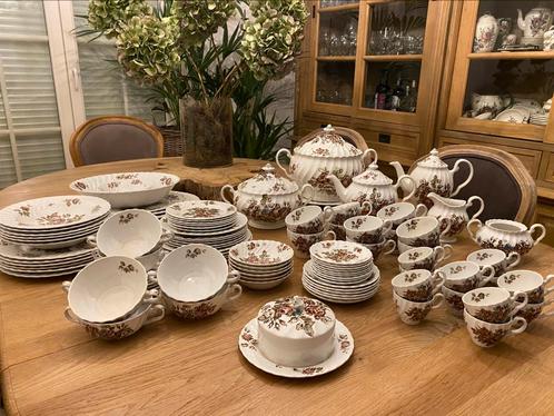 Johnson Bros DEVON SPRAYS  (bruin multicolor) servies, Antiek en Kunst, Antiek | Servies compleet, Ophalen