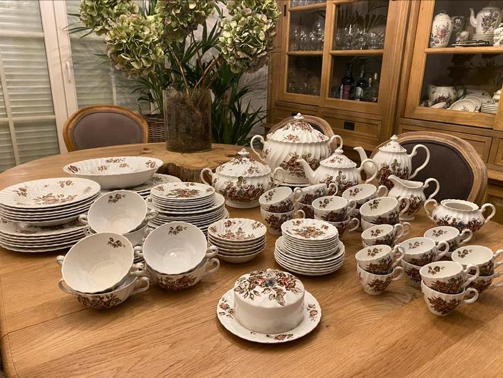 Johnson Bros DEVON SPRAYS  (bruin multicolor) servies, Antiek en Kunst, Antiek | Servies compleet, Ophalen