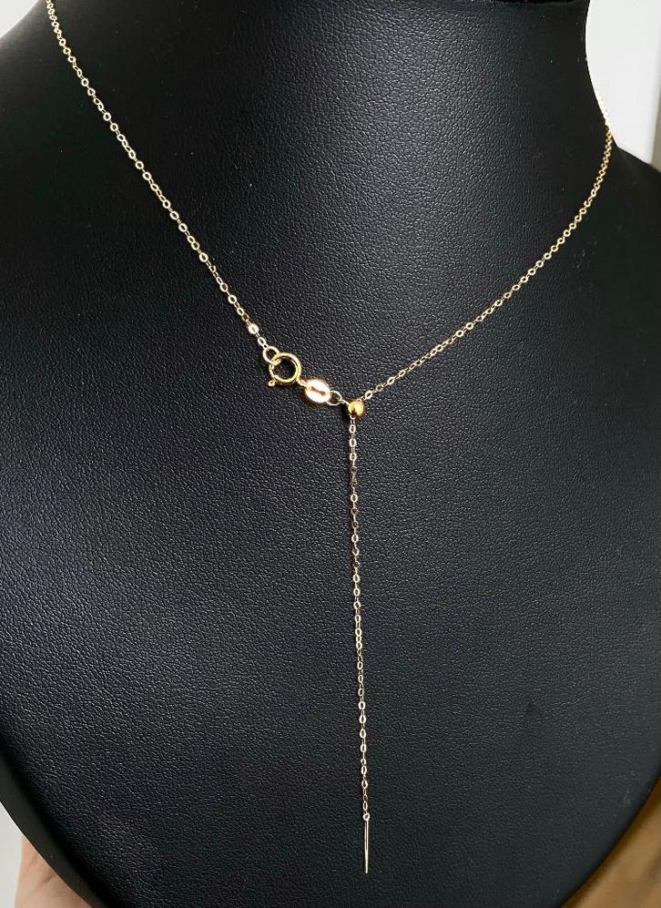 Ketting goud 18K verstelbaar met een schuifballetje, Handtassen en Accessoires, Kettingen, Nieuw, Goud, Goud, Verstelbaar, Ophalen of Verzenden