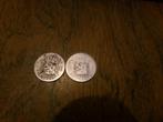 2 Stuks Zilveren Muntjes - 1 frank  1866 1867 - Leopold II, Enlèvement ou Envoi, Argent, Série, Argent