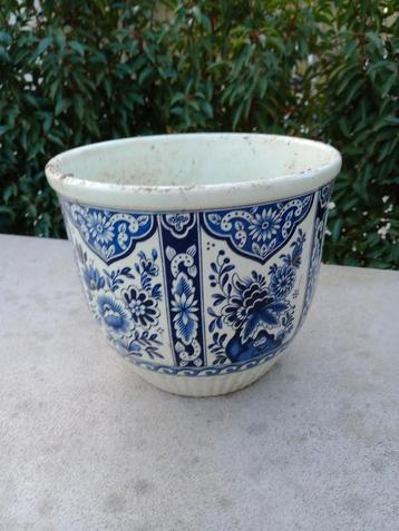 Bloempot By Boch Delft's blauw - hoogte 20 - dia 24cm, Tuin en Terras, Bloempotten, Ophalen, Gebruikt, Rond, Tuin