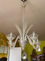 Glazen luster met bladmotief – Murano-stijl, 4 armen, Huis en Inrichting, Ophalen, Zo goed als nieuw