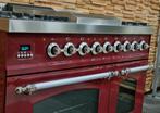 🔥 Poêle Boretti de luxe 90 cm rouge bordeaux + FOUR À GAZ e, Comme neuf, 5 zones de cuisson ou plus, Classe énergétique A ou plus économe