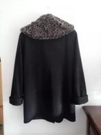 Menuetto zwart jas mantel (cashmère/wol) nepbont kraag , M, Verzenden, Zwart, Zo goed als nieuw, Menuetto