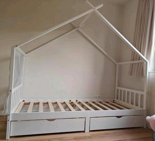 Vitalispa huisbed 90 x 200 met lades, Kinderen en Baby's, Kinderkamer | Bedden, Nieuw, Lattenbodem, Matras, Ophalen