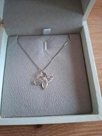 Collier Papillon-Or blanc 9carats-Diamant+cert. authenticité, Comme neuf, Or, Enlèvement, Blanc