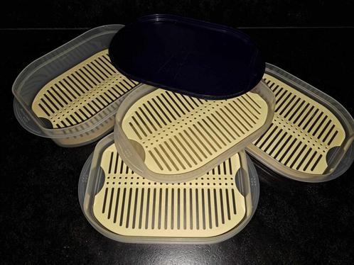 Tupperware beleg schalen met rooster, Huis en Inrichting, Keuken | Tupperware, Zo goed als nieuw, Schaal, Blauw, Ophalen of Verzenden
