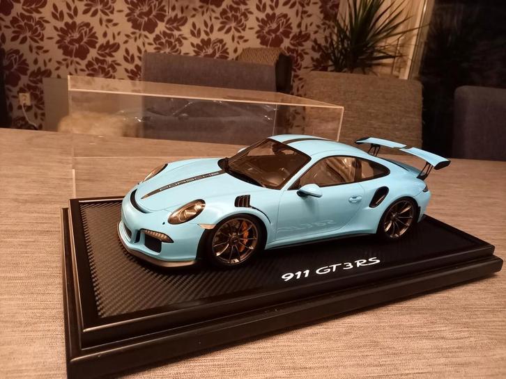 Porsche 911 991.1 gt3 rs 1:12 olympia blue spark, Hobby en Vrije tijd, Modelauto's | 1:5 tot 1:12, Zo goed als nieuw, Ophalen