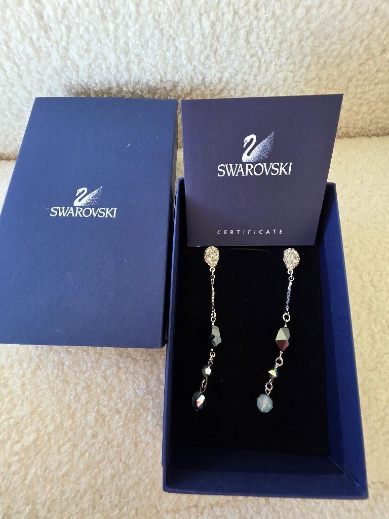 Boucles d'oreilles Swarovski, noir/anthracite/argent, Bijoux, Sacs & Beauté, Boucles d'oreilles, Neuf, Pendantes, Autres matériaux