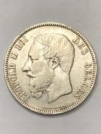 Munt zilver België 5 FR Leop II jaartal 1868 pos B zeldzaam, Zilver, Ophalen of Verzenden, Losse munt, Zilver