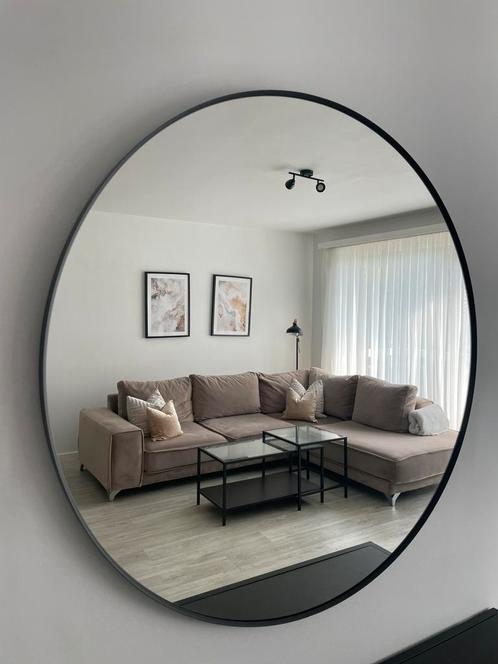 Grand miroir rond noir IKEA, Huis en Inrichting, Woonaccessoires | Spiegels, Zo goed als nieuw, 75 tot 100 cm, Minder dan 100 cm