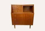 Mid-Century Teak Secretaire met Spiegel & Uitschuifblad, Huis en Inrichting, Mid century, Verzenden, Teakhout, 50 tot 100 cm
