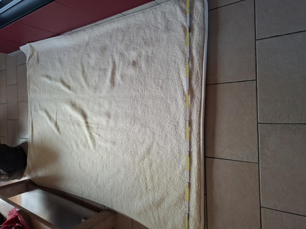 Merinowollen onderdeken / matrasdeken 160210 – Woolmark – M, Ophalen, Gebruikt, Beige, Overige typen