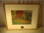 Mooi Geschilderd Aquarel 'Herfst in het Bos' - Gesigneerd, Antiek en Kunst, Kunst | Schilderijen | Klassiek, Ophalen of Verzenden