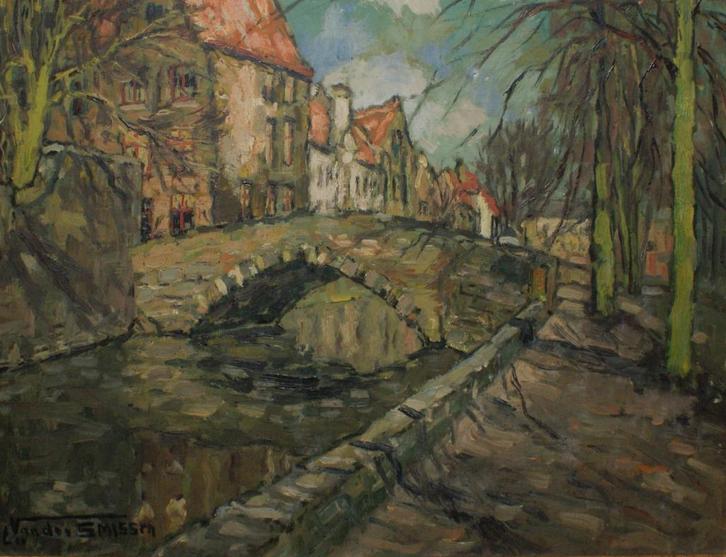 Leo Vandersmissen (1900-1966): Brugs Stadszicht (O/D, 77x61), Antiek en Kunst, Kunst | Schilderijen | Klassiek, Ophalen of Verzenden