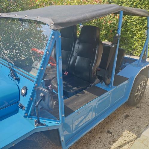 Mini Moke Electric, Auto's, Austin, Particulier, Elektrisch, Cabriolet, Automaat, Blauw, Zwart, Kunstmatig leder, Voorwielaandrijving