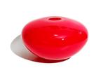 vaas glazen bolvorm cherry red, Ophalen of Verzenden, Minder dan 50 cm, Rood, Glas