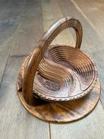 Decoratieve houten schaal/fruitmand – Met uitsnijdingen, Enlèvement, Comme neuf