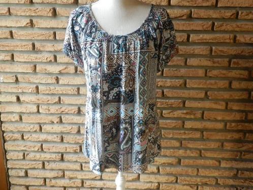 (21) -tee shirt femme t.42 bleu - canda -, Kleding | Dames, T-shirts, Zo goed als nieuw, Maat 42/44 (L), Blauw, Korte mouw, Ophalen of Verzenden