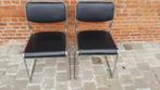 2 stoelen chrome onderstel, zitting uit zwarte sky, Huis en Inrichting, Stoelen, Ophalen, Gebruikt, Twee, Zwart
