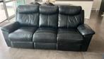Zwarte leren 3-zit met 2 relaxen, Ophalen, Gebruikt, Driepersoons, Leer