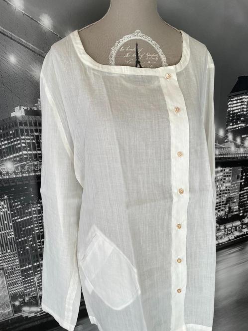 prachtige witte blouse annemie verbeke - 4, Kleding | Dames, Blouses en Tunieken, Zo goed als nieuw, Maat 42/44 (L), Wit, Ophalen of Verzenden