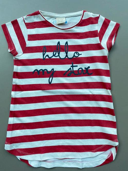 T-shirt wit/rood gestreept Zara 128, Kinderen en Baby's, Kinderkleding | Maat 128, Zo goed als nieuw, Meisje, Shirt of Longsleeve