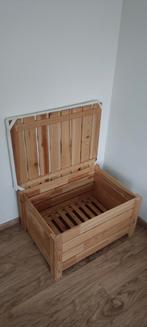 Houten opbergkist met zitkussen, Huis en Inrichting, Woonaccessoires | Kisten, Ophalen, Gebruikt