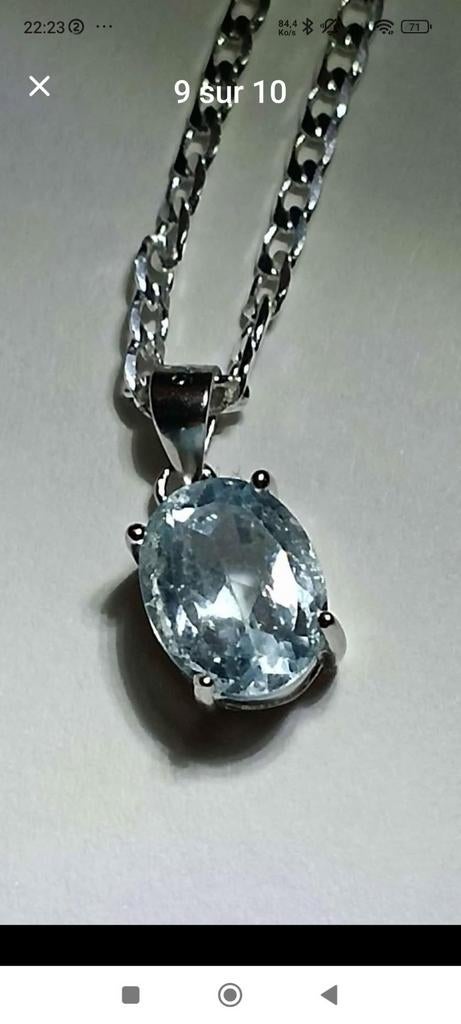 Pendentif en argent massif avec topaze bleue naturelle, Neuf, Enlèvement, Avec pierre précieuse, Bleu