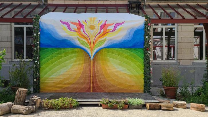 Decoratiewand - Achtergrond ceremonie huwelijk, trouw, feest, Huis en Inrichting, Woonaccessoires | Wanddecoraties, Zo goed als nieuw