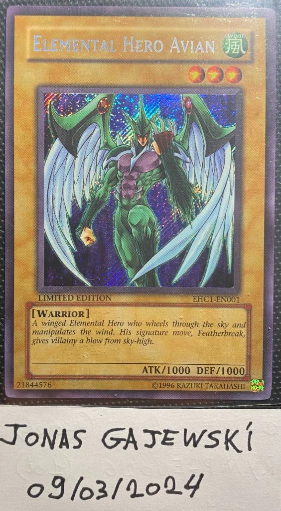 Elemental Hero Avian (Lim. Ed. - Secret - EHC1-EN001), Hobby en Vrije tijd, Verzamelkaartspellen | Yu-gi-Oh!, Zo goed als nieuw