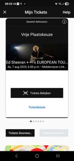 2 tickets Ed Sheeran vanavond 07/08/2025, Tickets en Kaartjes