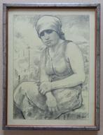 ARMAND RASSENFOSSE / HIERCHEUSE / ZW-W LITHO / 26x20cm KADER, Antiek en Kunst, Ophalen of Verzenden