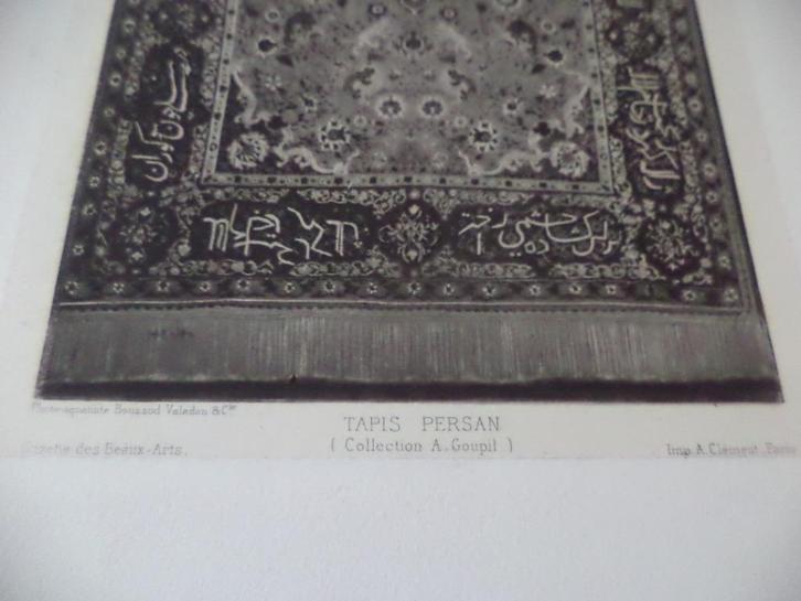Aquatint Photo Tapis Persan A. Goupil Boussod Valadon & Cie, Antiek en Kunst, Kunst | Niet-Westerse kunst, Ophalen of Verzenden
