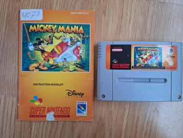 Mickey Mania met handleiding voor de Super Nintendo (SNES) beschikbaar voor biedingen