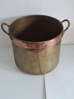 geelkoperen bloempot met rood koperen rand, Antiek en Kunst, Ophalen of Verzenden