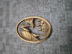 Vintage goudkleurige unieke kraanvogel broche, Enlèvement ou Envoi, Broche