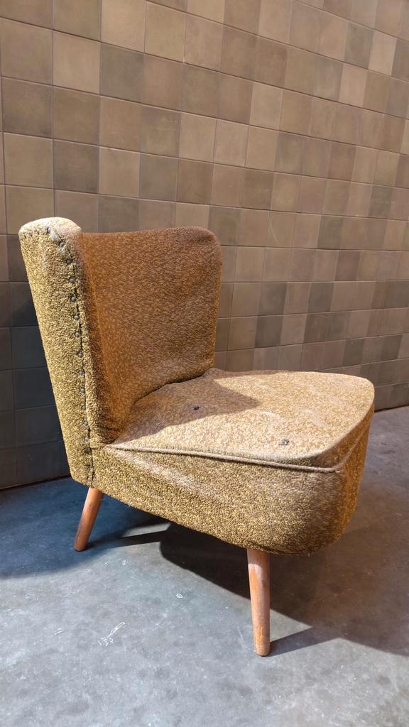 Cocktail / expo 58 stoel, Huis en Inrichting, Fauteuils, Gebruikt, Hout, Stof, 50 tot 75 cm, Minder dan 75 cm, Ophalen