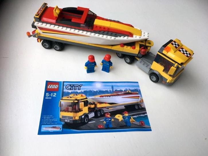 Lego city - Power Boat Transporter - 4643, Kinderen en Baby's, Speelgoed | Duplo en Lego, Gebruikt, Lego, Complete set, Ophalen of Verzenden