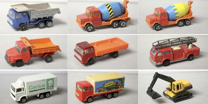 Véhicules_Majorette_1-100e_4€ pièce_camions_lot 4, Hobby en Vrije tijd, Modelauto's | Overige schalen, Gebruikt, Bus of Vrachtwagen
