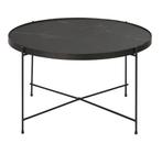 NIEUW - Zwarte ronde salontafel met marmereffect 71 cm, Ophalen, Kunststof, 50 tot 100 cm, Rond
